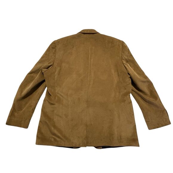 Chaps Micro Corduroy Blazer Sport Coat 46L Tan Two Button Lined Pockets Notch - Picture 3 of 6